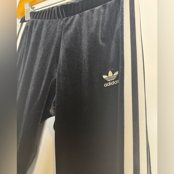 Adidas Originals Velvet Vibes Velour Leggings Black Superstar Firebird Luxe - Picture 5 of 10